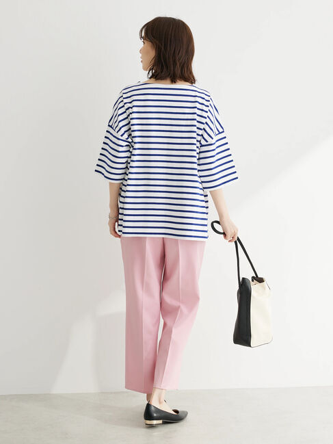  「ボーダーボートネック7分袖プルオーバー」|Tシャツ・カットソー|