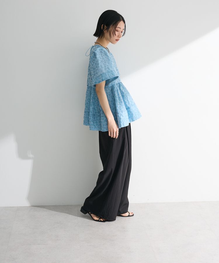 AnriettMusee「パフスリーブジャガードペプラムブラウス」|シャツ・ブラウス|