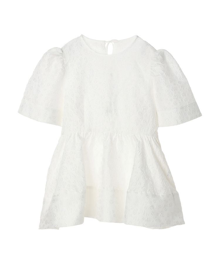 AnriettMusee「パフスリーブジャガードペプラムブラウス」|シャツ・ブラウス|