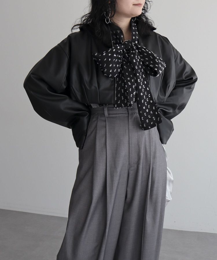 AnriettMusee「レザーショートブルゾン」|ブルゾン・スタジャン|