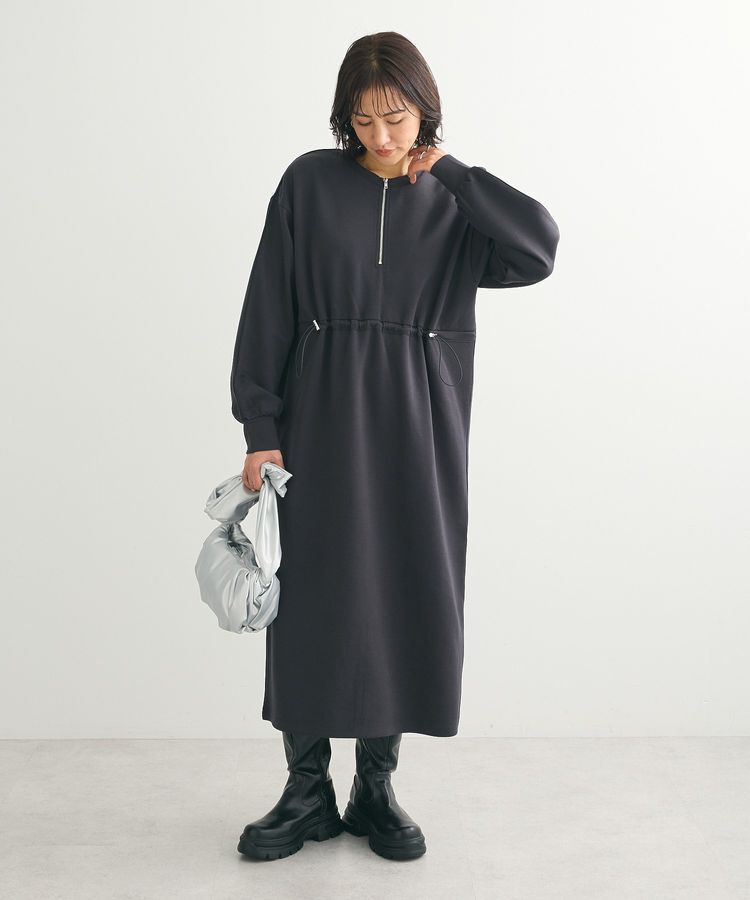 Green Parks「ハーフZIPトラックワンピース」|ワンピース|Charcoal Gray