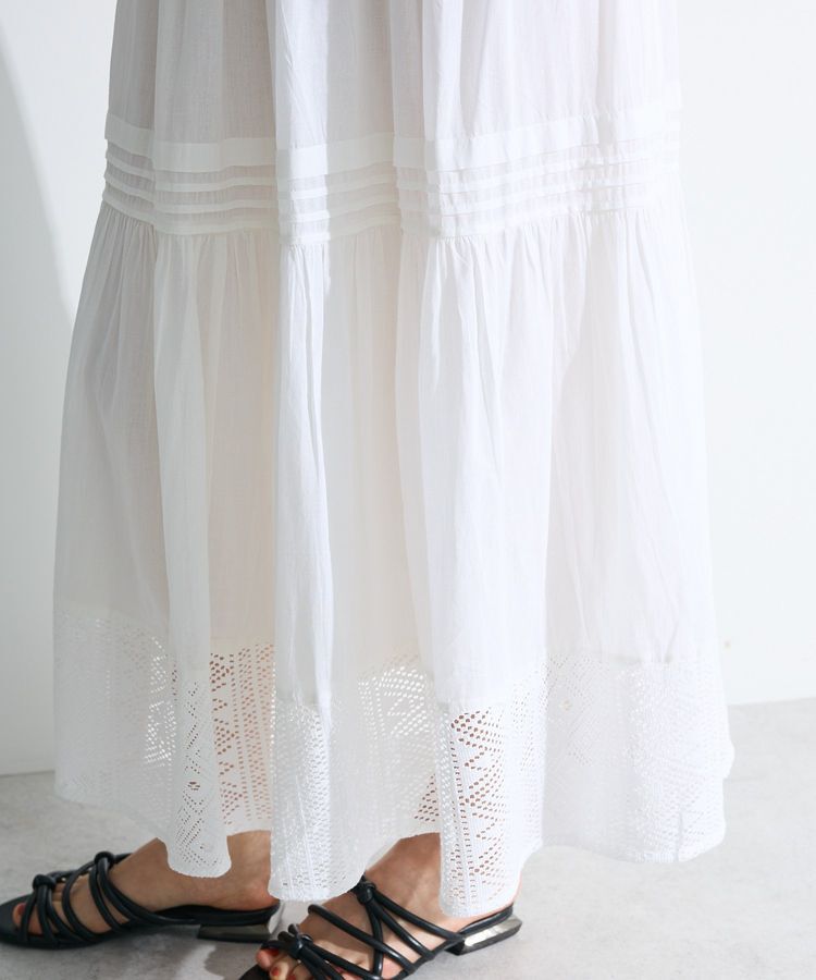 Green Parks「インド綿 裾レースティアードスカート」|スカート|