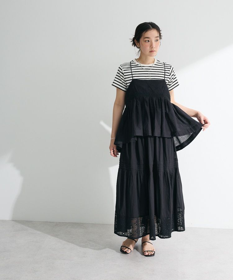 Green Parks「インド綿 裾レースティアードスカート」|スカート|