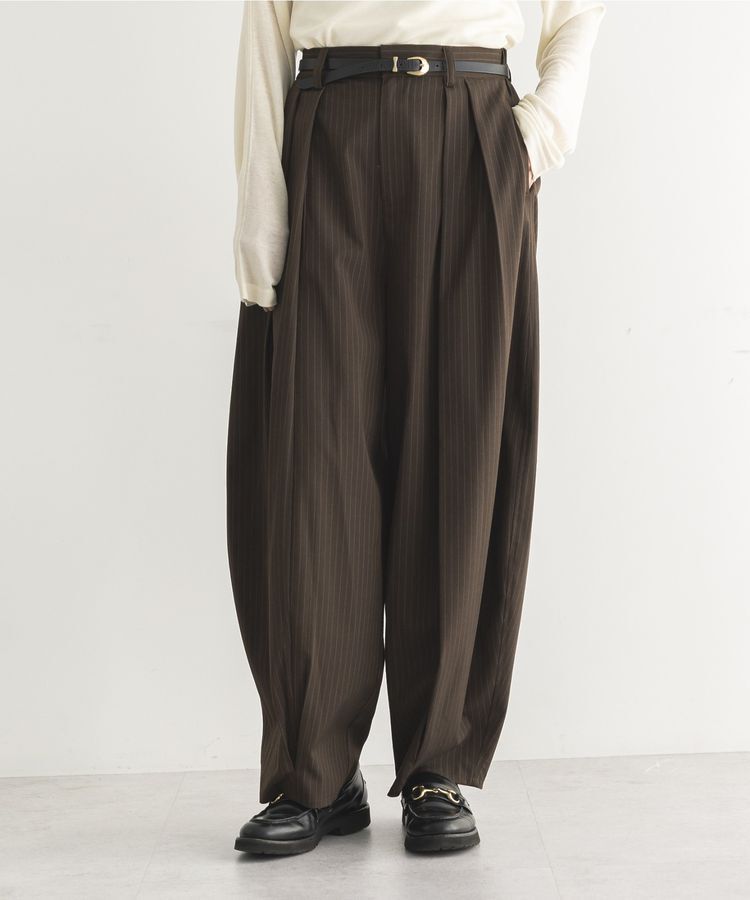 GARAGE OF GOOD CLOTHING「裾タックバレルパンツ2」|その他|ストライプブラウン