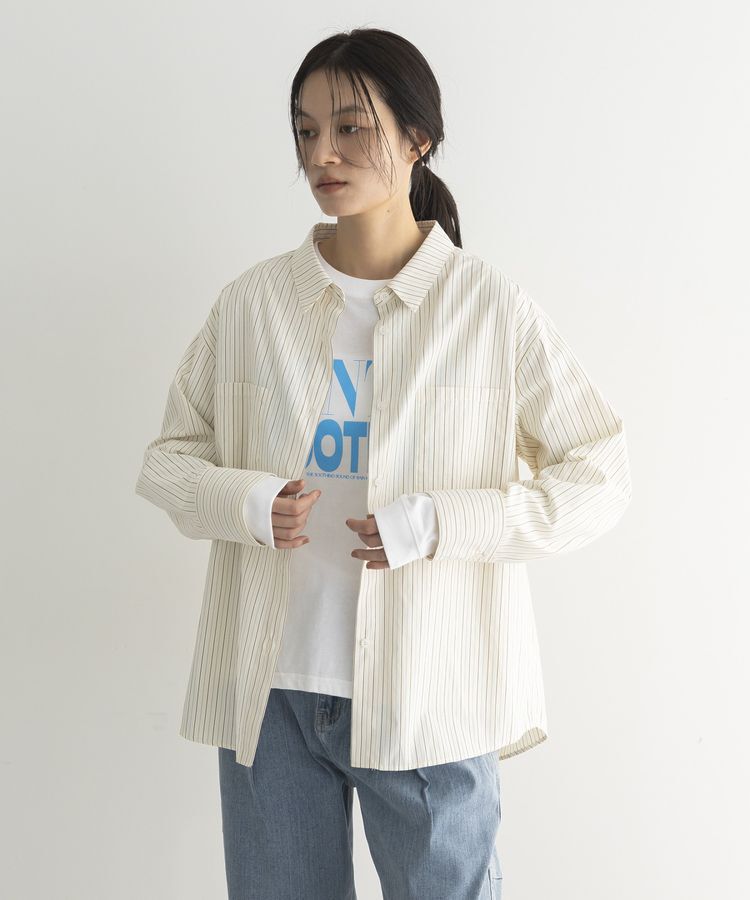 GARAGE OF GOOD CLOTHING「ストライプビッグシャツ」|シャツ・ブラウス|Brown