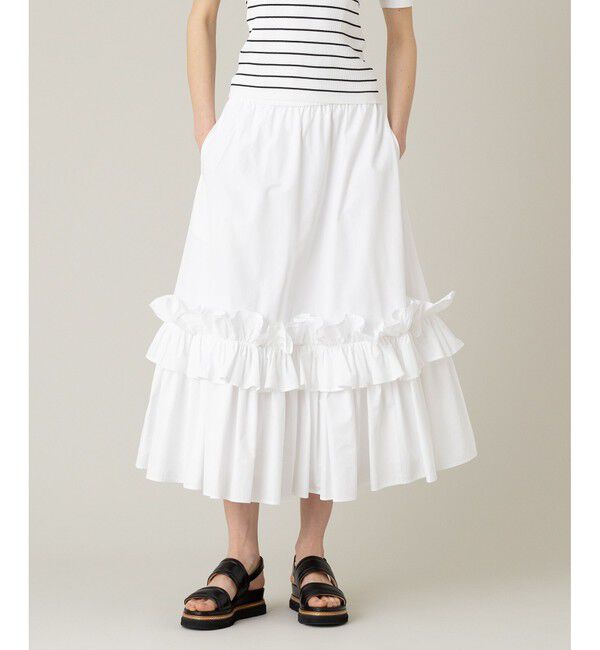 LOULOU WILLOUGHBY「【LOULOU WILLOUGHBY】ハイカウントパピヨンスカート」|フレア|オフホワイト