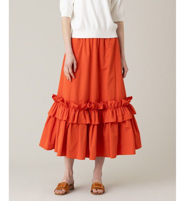 LOULOU WILLOUGHBY「【LOULOU WILLOUGHBY】ハイカウントパピヨンスカート」|フレア|オレンジ