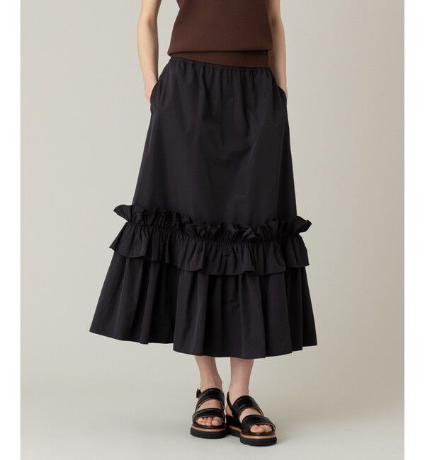 LOULOU WILLOUGHBY「【LOULOU WILLOUGHBY】ハイカウントパピヨンスカート」|フレア|ブラック