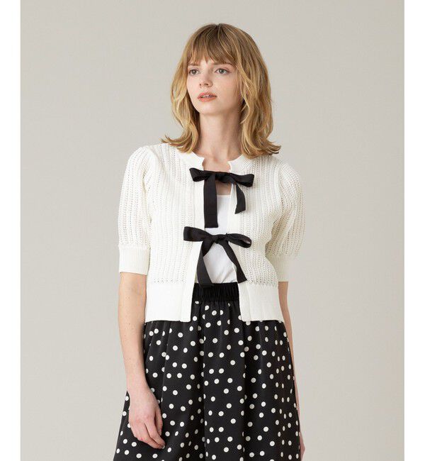 LOULOU WILLOUGHBY「【LOULOU WILLOUGHBY】2WAYリボンプルオーバー」|ニット・セーター|オフホワイト