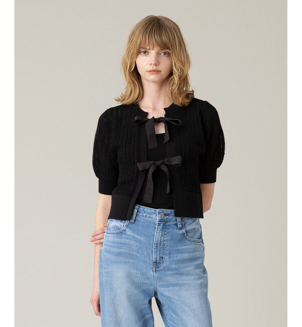 LOULOU WILLOUGHBY「【LOULOU WILLOUGHBY】2WAYリボンプルオーバー」|ニット・セーター|ブラック