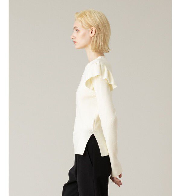 LOULOU WILLOUGHBY「【LOULOU WILLOUGHBY】フリルスリットプルオーバー」|ニット・セーター|