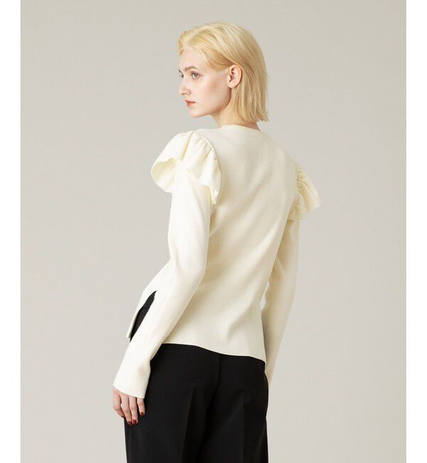 LOULOU WILLOUGHBY「【LOULOU WILLOUGHBY】フリルスリットプルオーバー」|ニット・セーター|