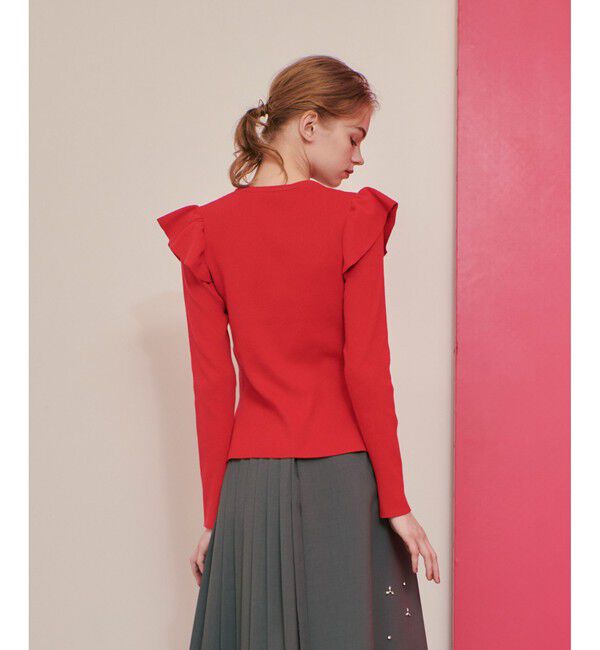 LOULOU WILLOUGHBY「【LOULOU WILLOUGHBY】フリルスリットプルオーバー」|ニット・セーター|