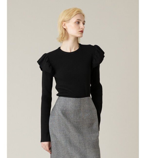 LOULOU WILLOUGHBY「【LOULOU WILLOUGHBY】フリルスリットプルオーバー」|ニット・セーター|