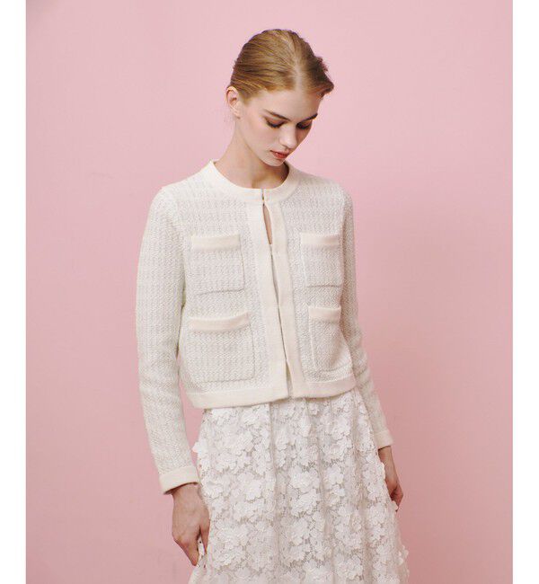 LOULOU WILLOUGHBY「【LOULOU WILLOUGHBY】ツィードニットジャケット」|カーディガン|オフホワイト