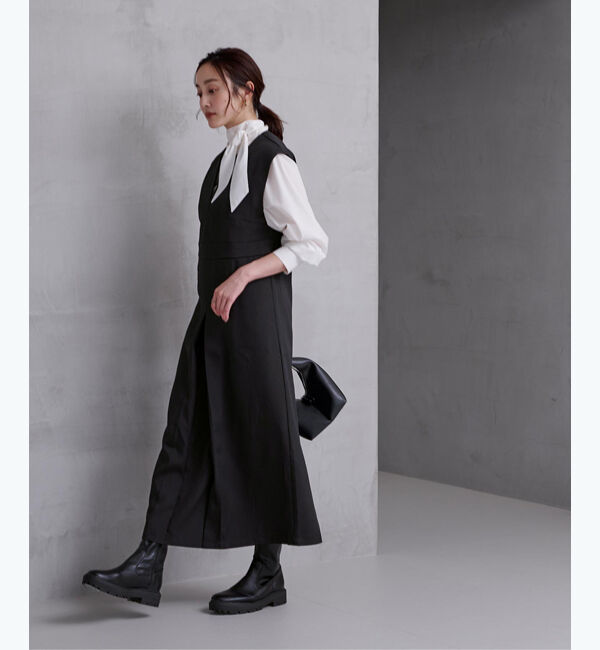 ur's「キーネックフロントタックジャンパースカート」|ワンピース|