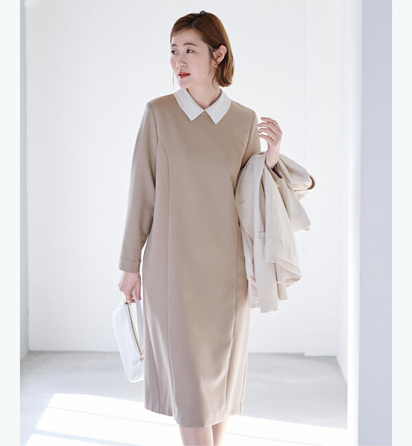 ur's「襟付Iラインワンピース」|ワンピース|グレージュ