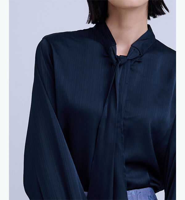 ur's「サテンストライプハイネックボウタイブラウス」|シャツ・ブラウス|