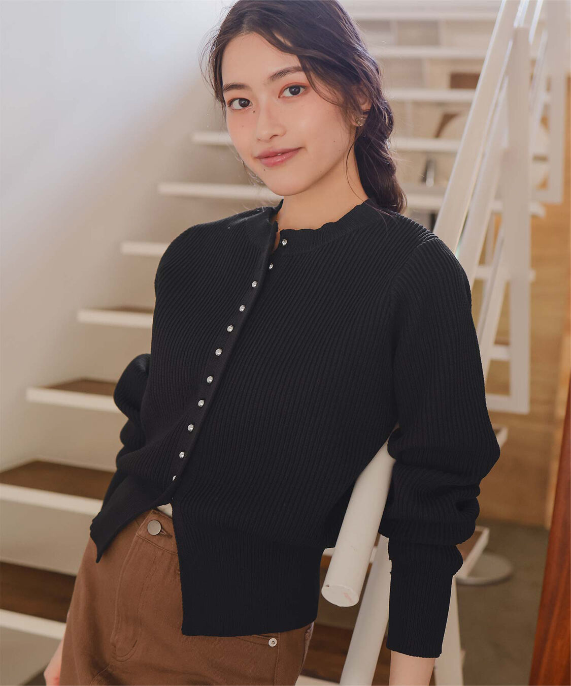 titivate「ミニシルバー釦デザインニットカーディガン」|ニット・セーター|