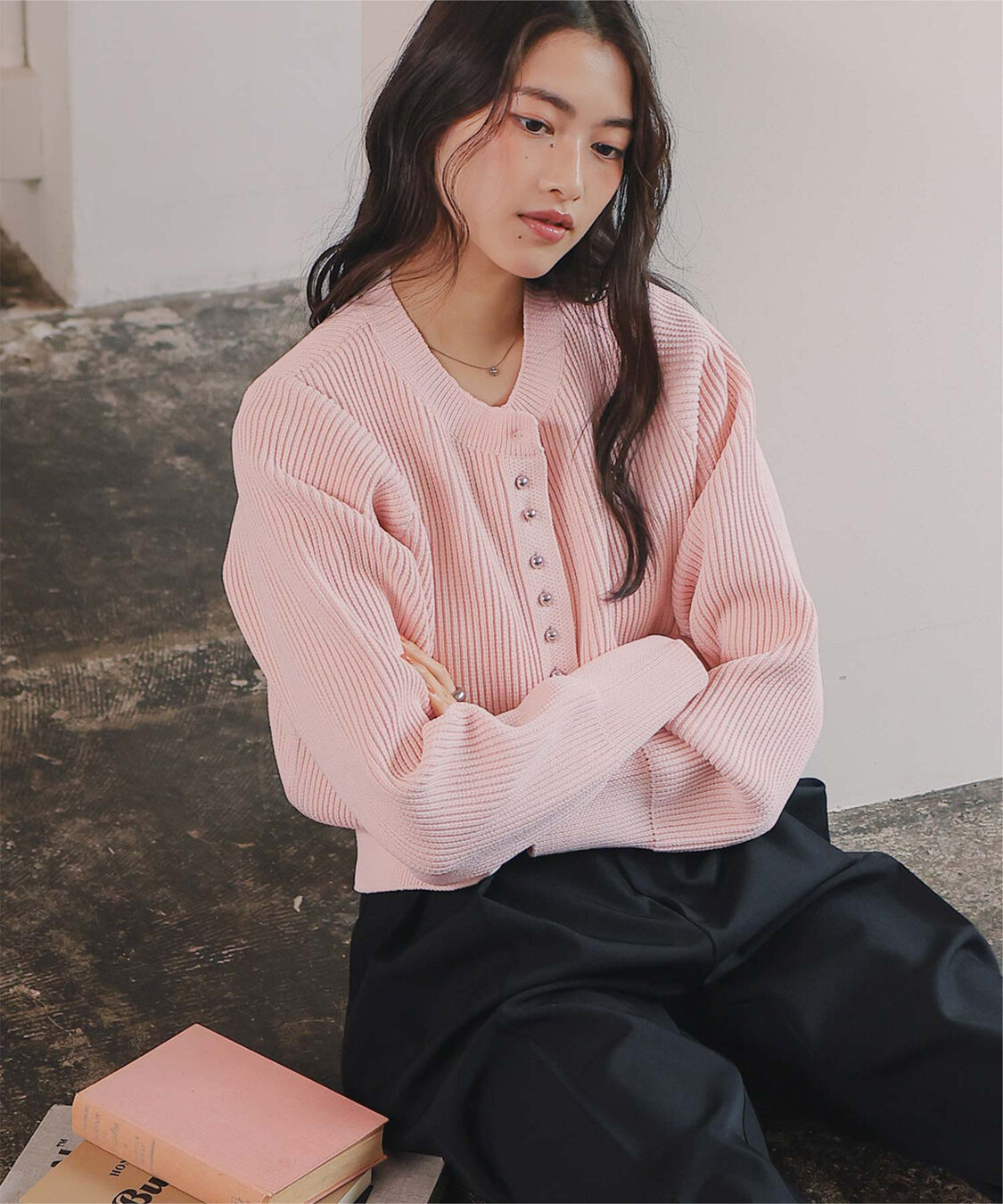 titivate「ミニシルバー釦デザインニットカーディガン」|ニット・セーター|