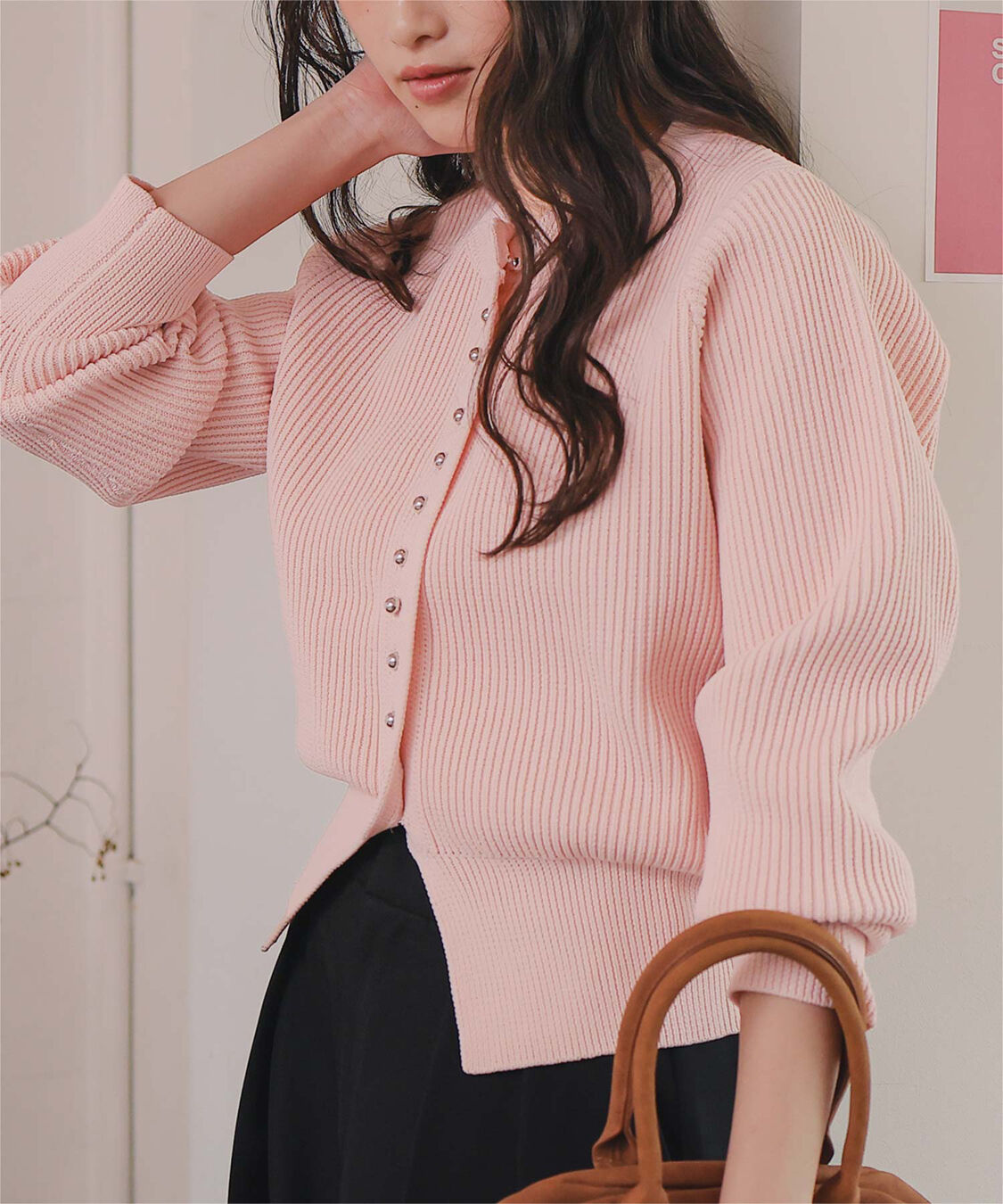 titivate「ミニシルバー釦デザインニットカーディガン」|ニット・セーター|