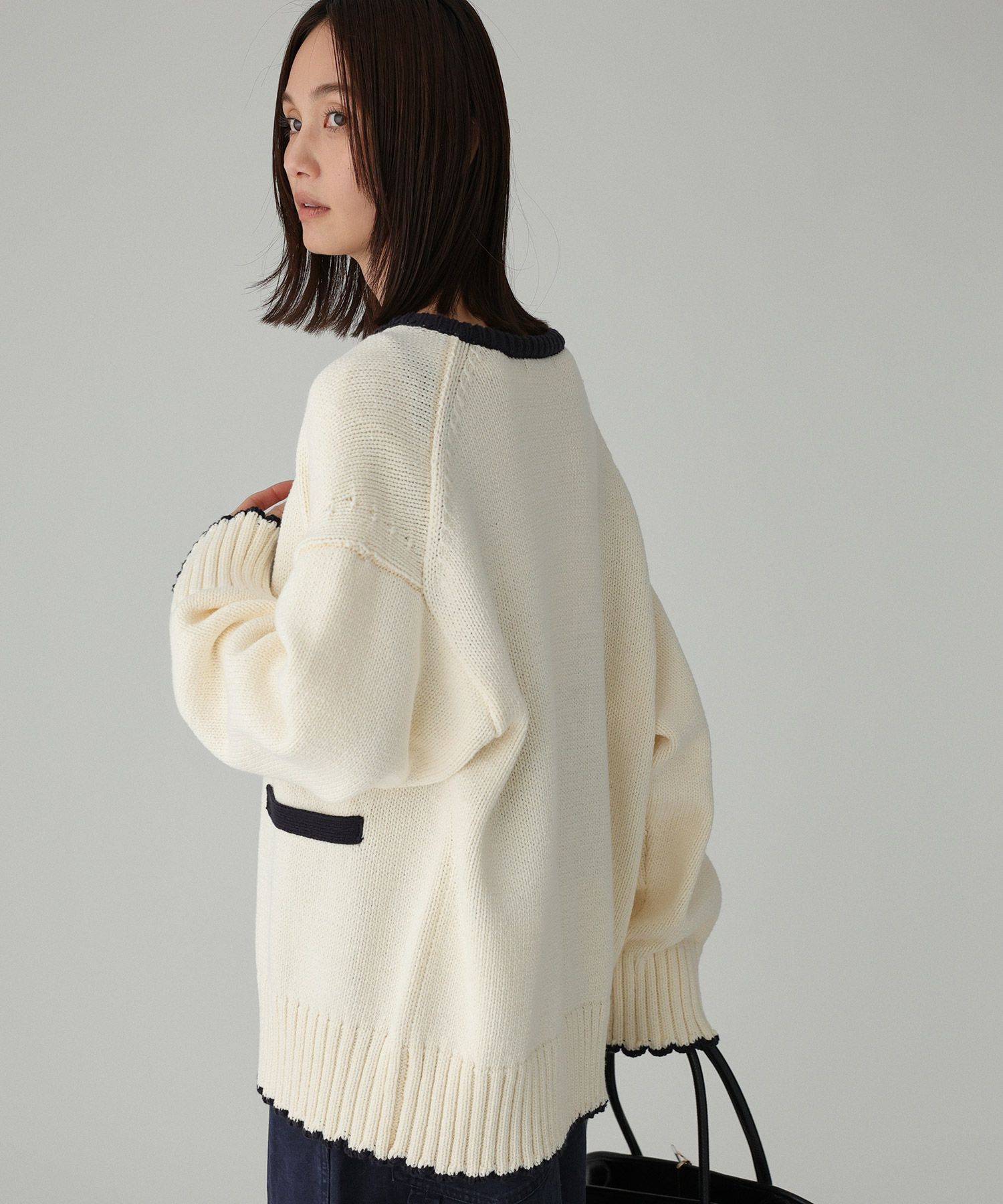 BABYLONE「クラシックバイカラーニット」|ニット・セーター|