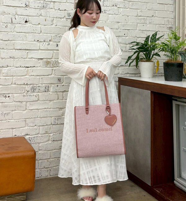  「【LouLoumei】8色展開／ハートチャーム付きトートバッグ／自立可能」|トートバッグ|