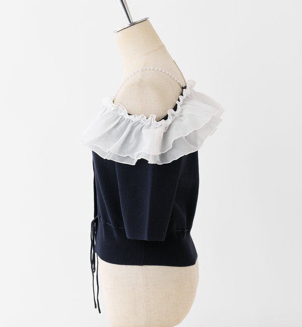  「肩パールオフショルフリルニット」|ニット・セーター|