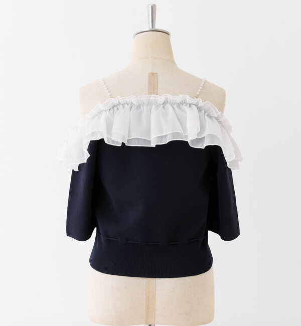  「肩パールオフショルフリルニット」|ニット・セーター|