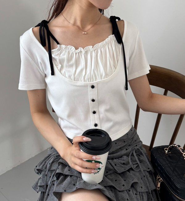  「【WEB限定】レイヤード半袖トップス」|プルオーバー|