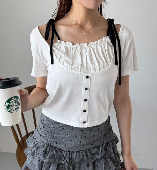  「【WEB限定】レイヤード半袖トップス」|プルオーバー|