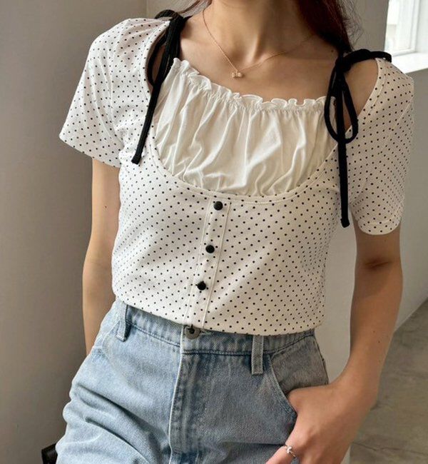  「【WEB限定】レイヤード半袖トップス」|プルオーバー|