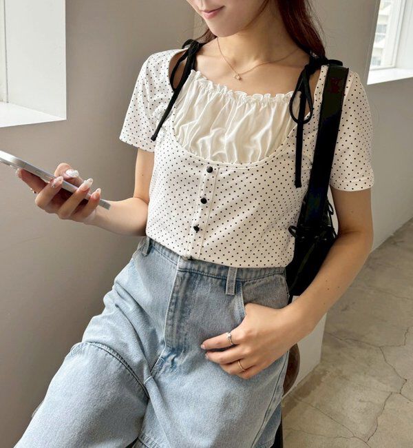  「【WEB限定】レイヤード半袖トップス」|プルオーバー|