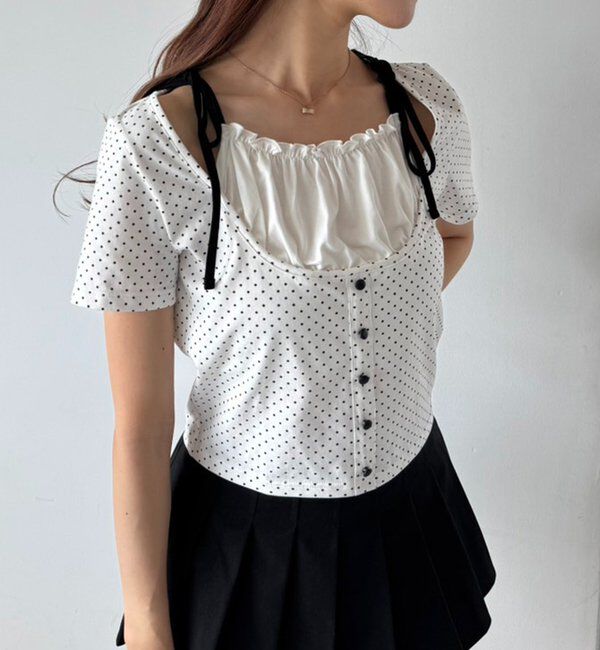  「【WEB限定】レイヤード半袖トップス」|プルオーバー|