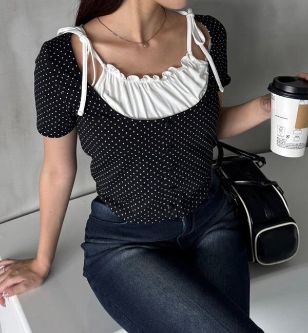  「【WEB限定】レイヤード半袖トップス」|プルオーバー|