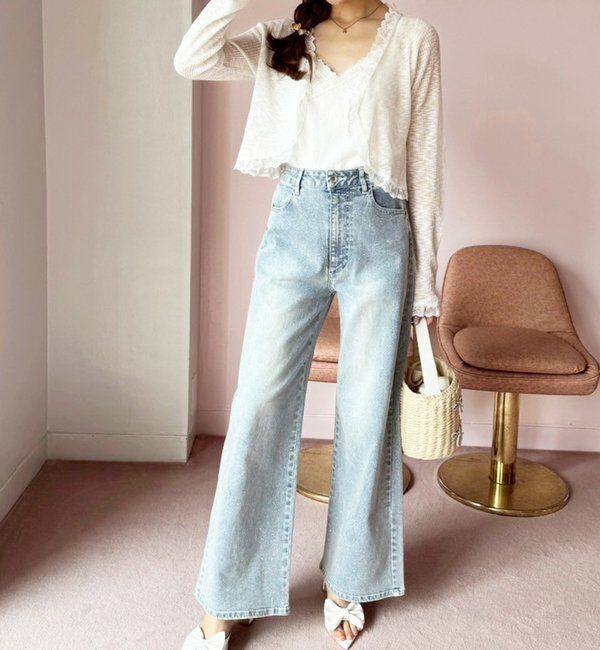  「レース切り替えシアーカーデ」|ニット・セーター|