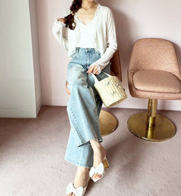  「レース切り替えシアーカーデ」|ニット・セーター|