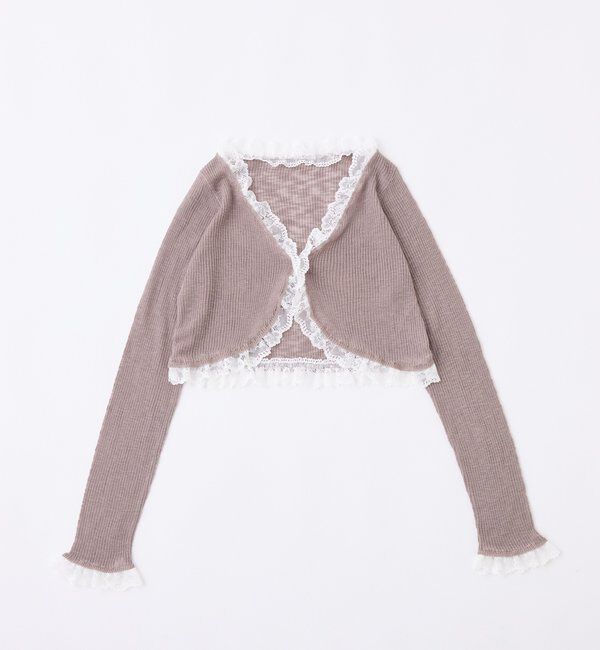  「レース切り替えシアーカーデ」|ニット・セーター|