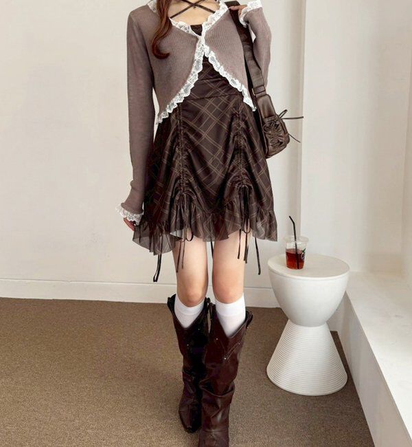  「レース切り替えシアーカーデ」|ニット・セーター|