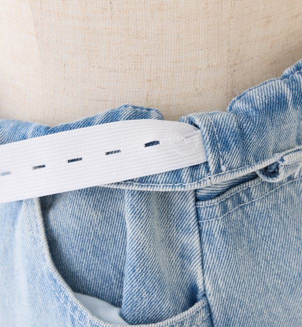  「【ウエストサイズ調整可】サイドあきリボンワイドデニム」|その他|