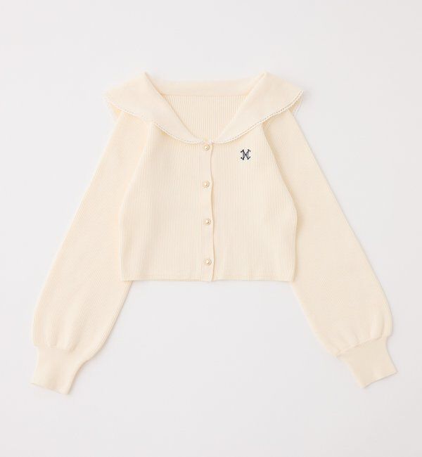  「ロゴ刺繍セーラーニット」|ニット・セーター|アイボリー