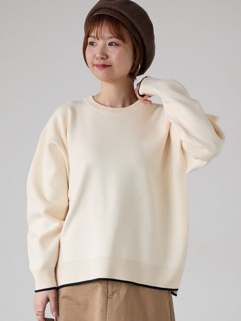 Lugnoncure「ジャカード配色ワイドニット」|ニット・セーター|オフホワイト