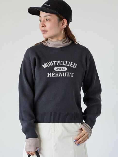 Lugnoncure「カレッジ風ロゴニットプルオーバー」|ニット・セーター|