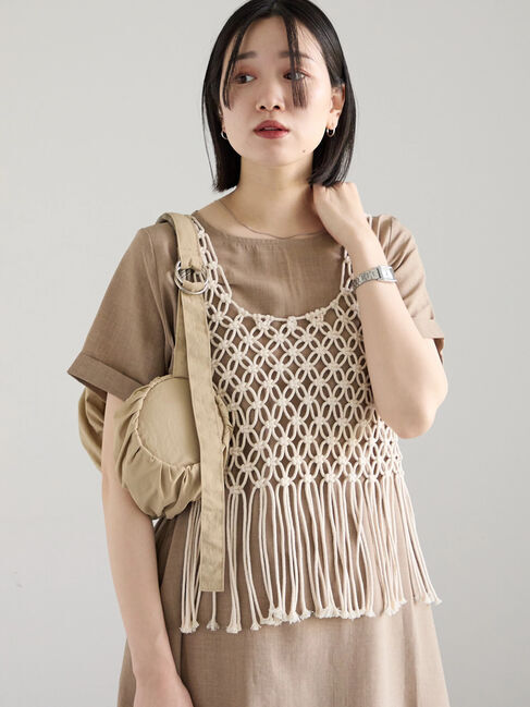 Samansa Mos2 blue「リネンタッチマキシワンピース」|ワンピース|