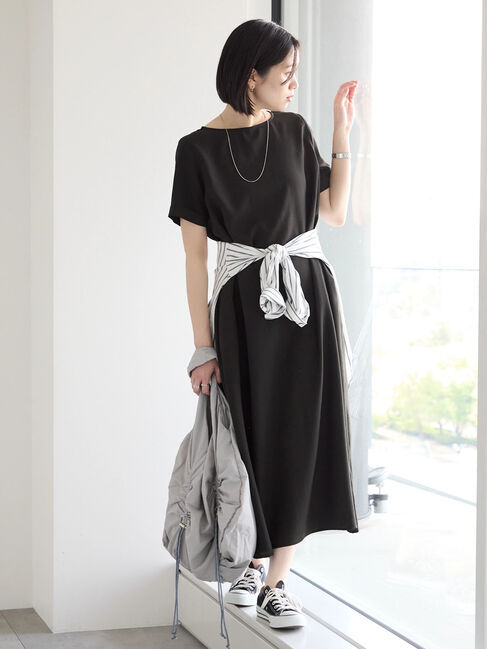 Samansa Mos2 blue「リネンタッチマキシワンピース」|ワンピース|