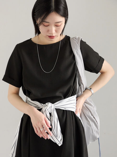 Samansa Mos2 blue「リネンタッチマキシワンピース」|ワンピース|