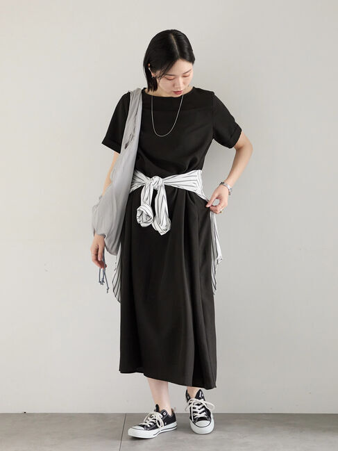 Samansa Mos2 blue「リネンタッチマキシワンピース」|ワンピース|