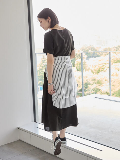 Samansa Mos2 blue「リネンタッチマキシワンピース」|ワンピース|