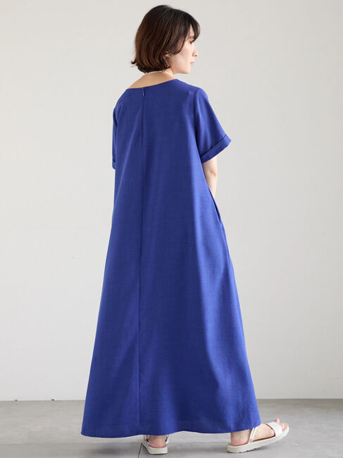Samansa Mos2 blue「リネンタッチマキシワンピース」|ワンピース|