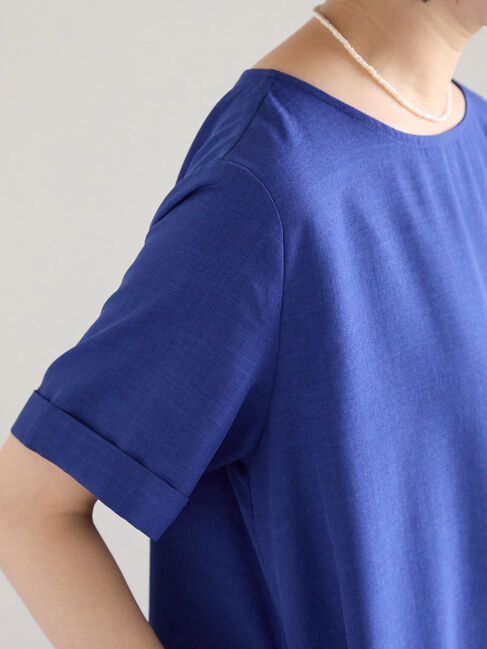 Samansa Mos2 blue「リネンタッチマキシワンピース」|ワンピース|